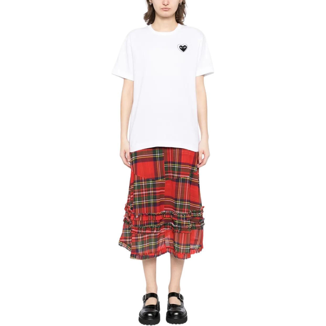 COMME des GARCONS PLAY SS25 Metalstone Heart T-Shirt 'White Black' AX-T802-051-1