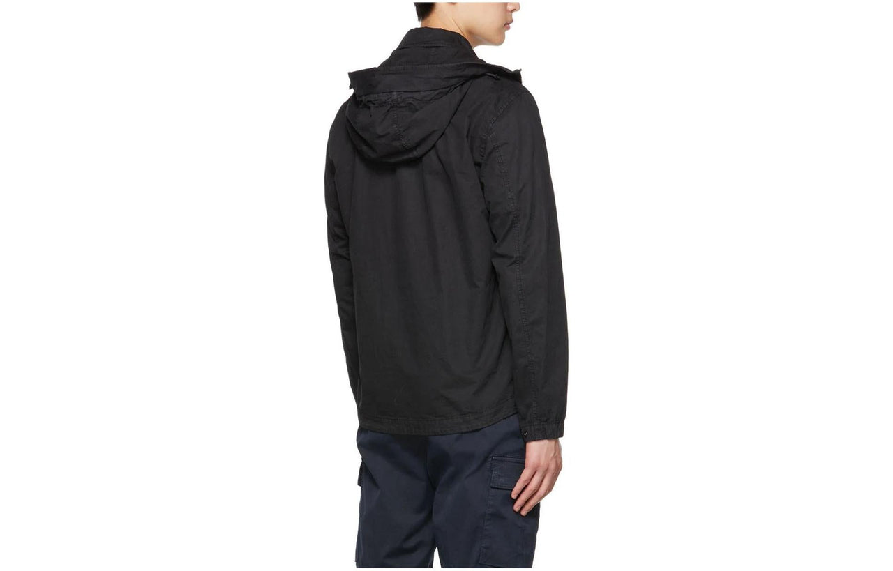 STONE ISLAND Cotton 1 Pocket Hooded Overshirt 'Black' 7715114WN-V0129