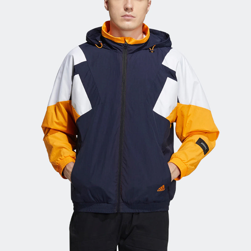 adidas St Brand Wvjk Contrasting Colors Logo Micro Mark Athleisure Casual Sports Zipper Hooded Jacket Multicolor HE7473