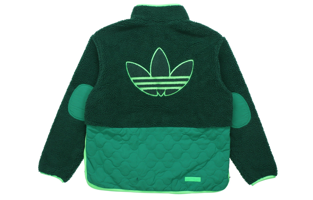 adidas originals Big Trfl Sherpa Outdoor Sport Casual Stitching Stand-collar Jacket Men's Green H09362