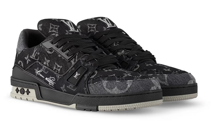 LOUIS VUITTON LV Trainer Sneakers 'Black Grey Denim Monogram' 1AC4ZB