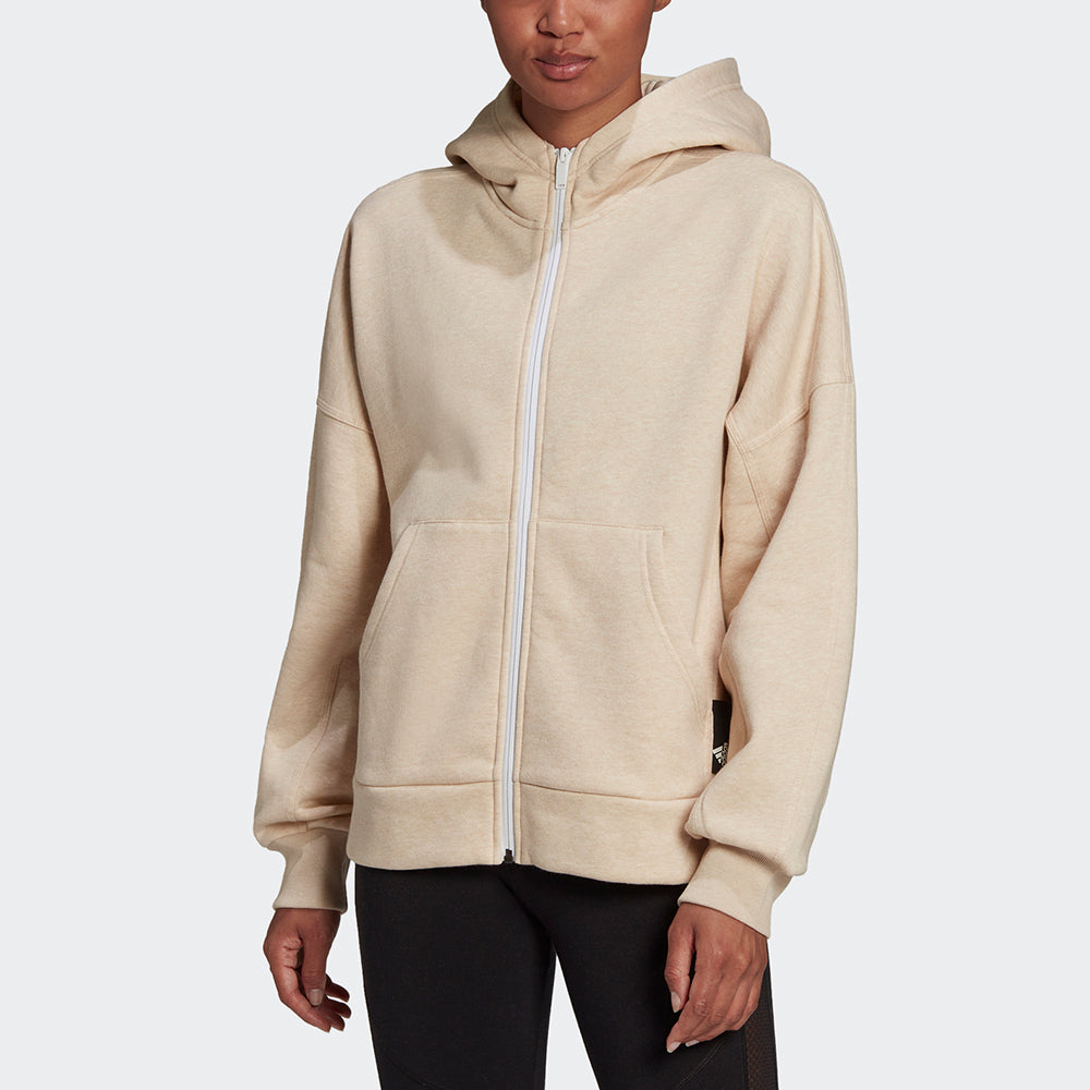 (WMNS) adidas Studio Lounge Fleece Full Zip Hoodie 'Beige' HE3096