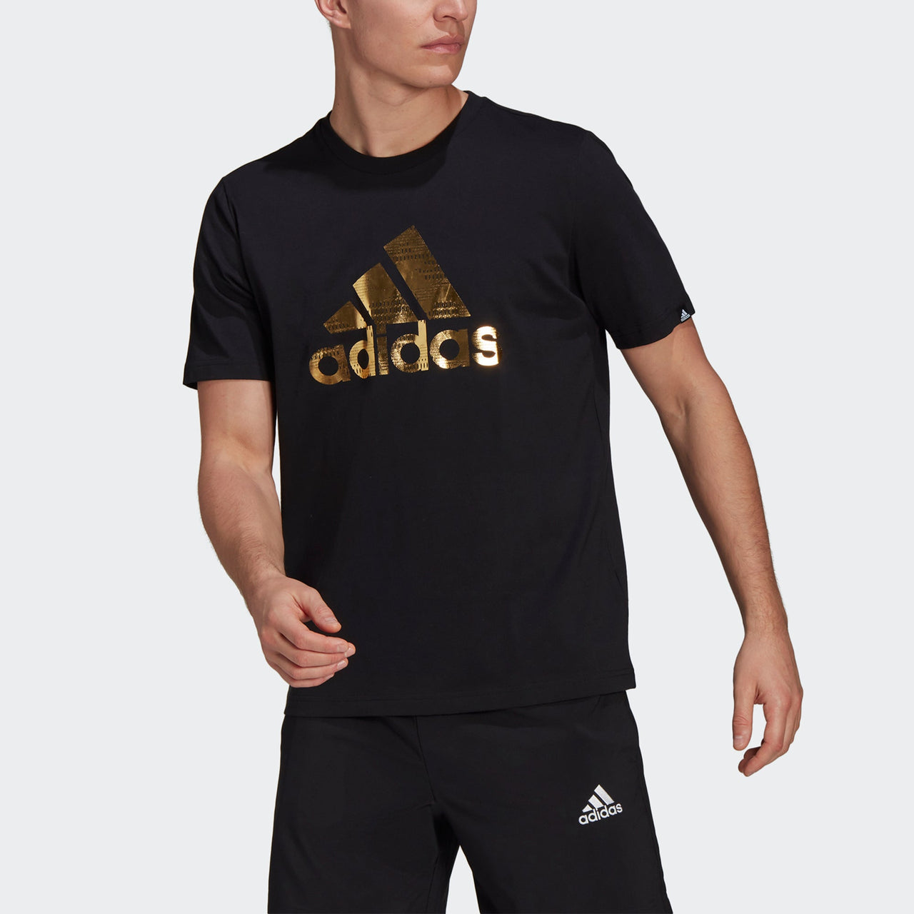 adidas M Fl Lg T Bronzing Logo Printing Sports Short Sleeve Black GV2913