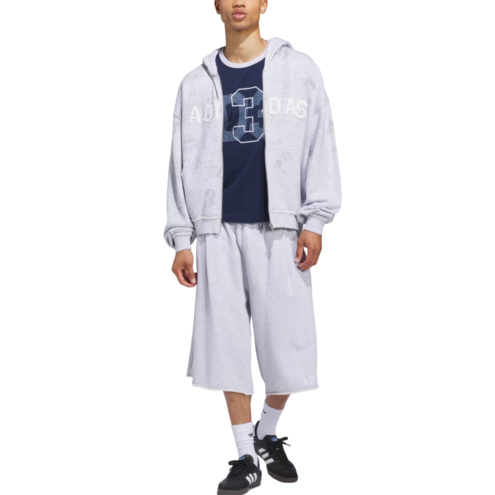 adidas AOA Full Zip Hoodie Asia Sizing 'Light Grey Heather' KT7888