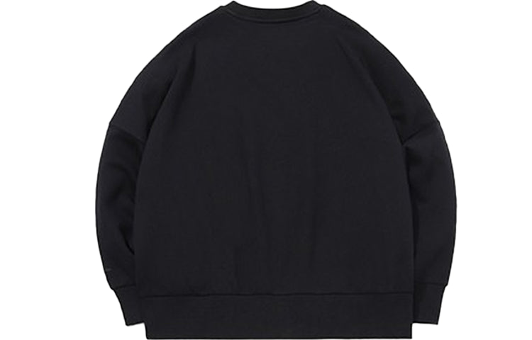 Li-Ning Sports Fashion Series Alphabet Embroidered Fleece Lined Stay Warm Pullover Round Neck 'Black' AWDQ698-1