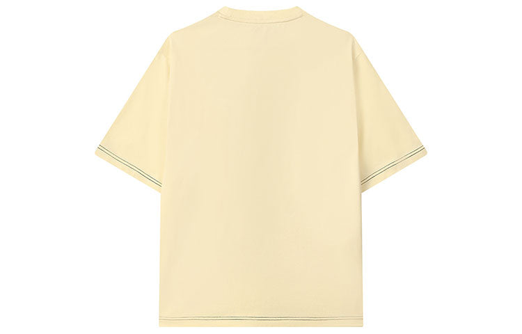 FILA Letters Logo Print Sport Loose Round Neck Short Sleeves T Shirt Men's Yellow F11M133183F-YE