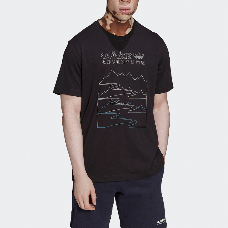 adidas originals Adventure Mountain Front T-shirt 'Black' HK5007