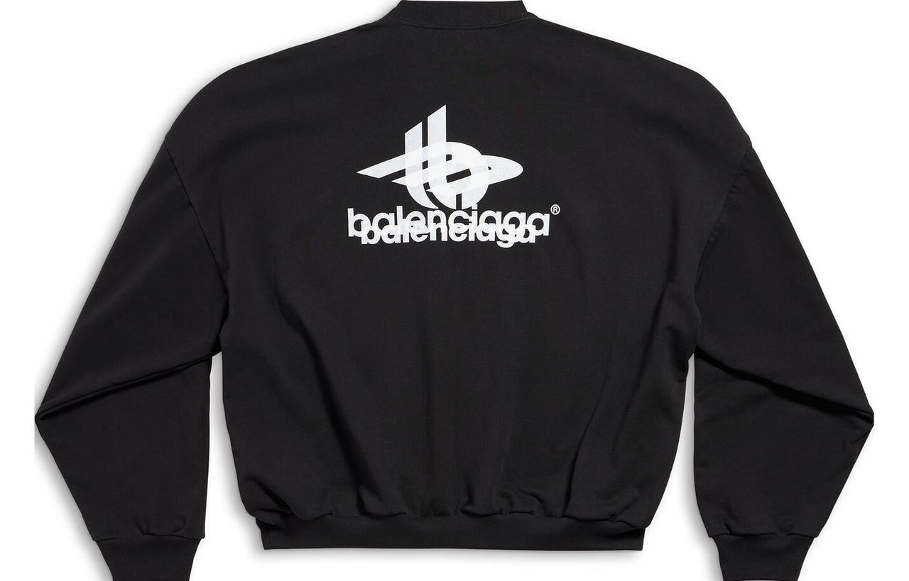 Balenciaga Layered Sports Round Sweatshirt 'Black White' 767860TPVF31070