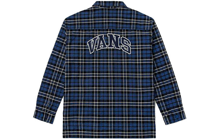 (WMNS) Vans Contrasting Colors Plaid Logo Printing Long Sleeves Blue Shirt VN0A7TNT2T9