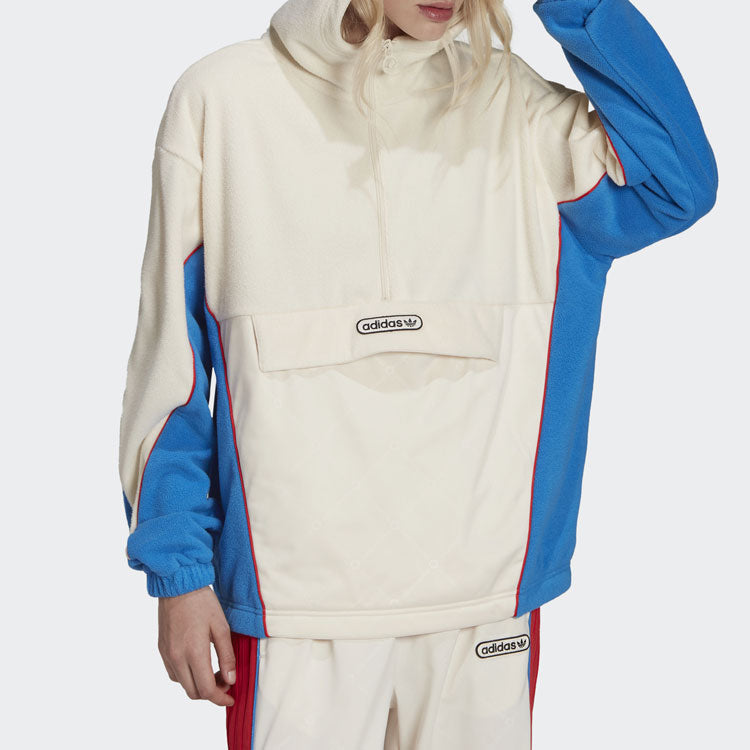 (WMNS) adidas Originals Retro Luxury Fleece Hoodie 'Off-white Red Blue' HL0053