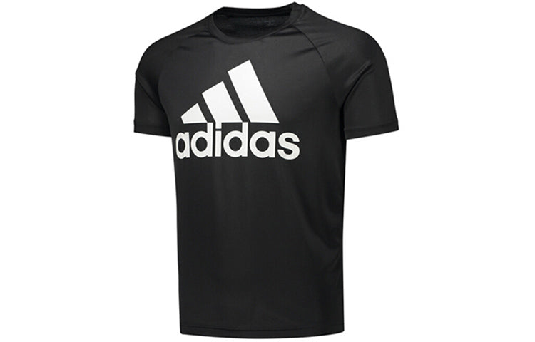 adidas D2M Tee Logo Printing Casual Sports Black BK0937
