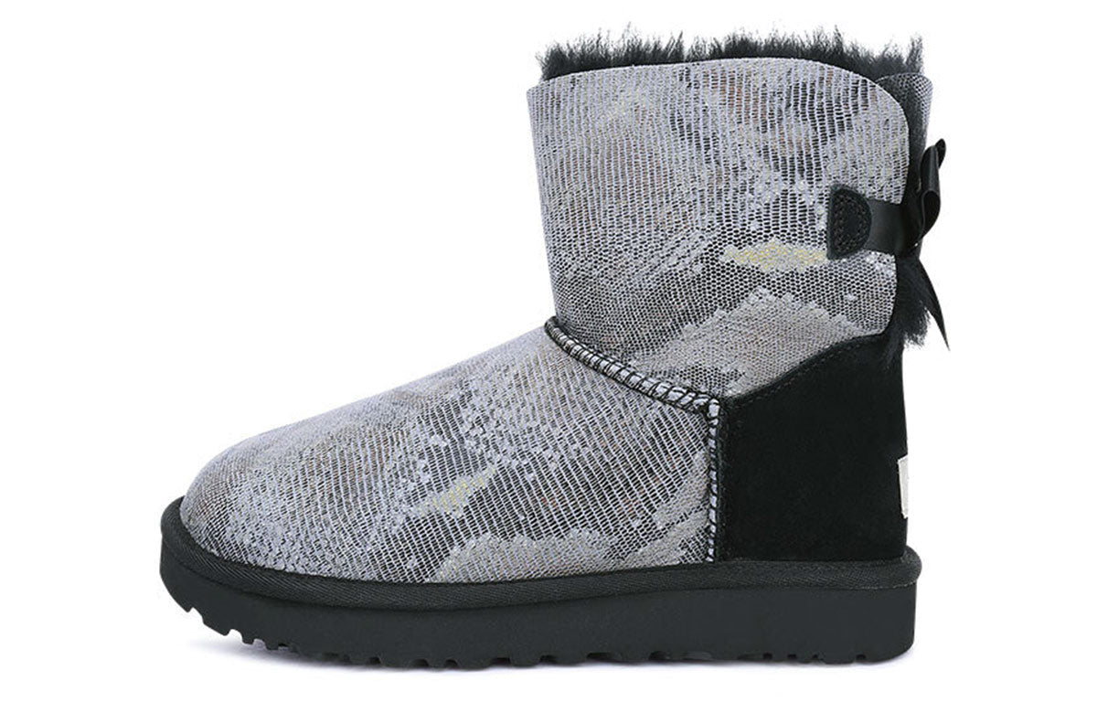 (WMNS) UGG Mini Bailey Bow Snake 'Black Grey' 1091581-BLK