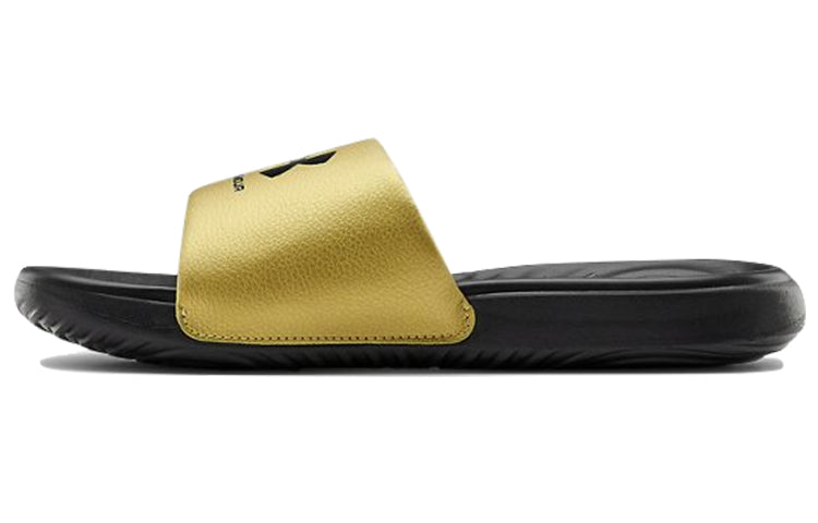(WMNS) Under Armour Ansa Fixed Slides 'Black Metallic Gold' 3023772-006