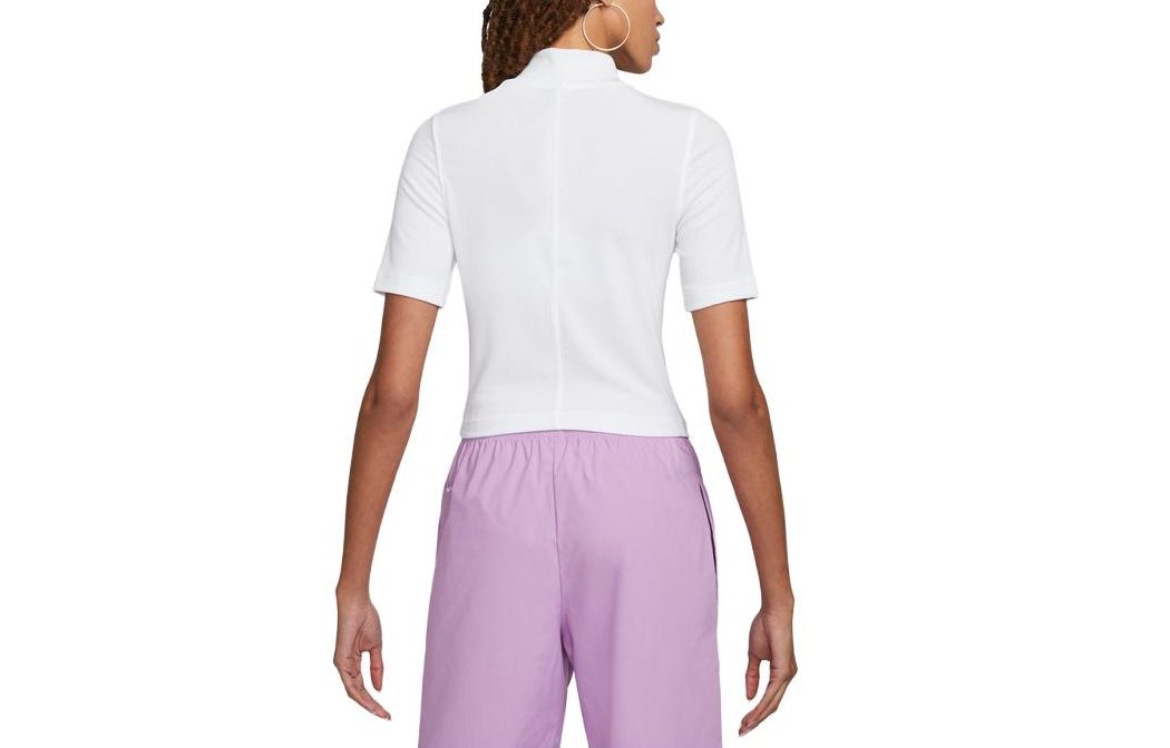 (WMNS) Nike Sportswear Essentials Ribbed Turtleneck Short Sleeve Top 'White' DV7959-100