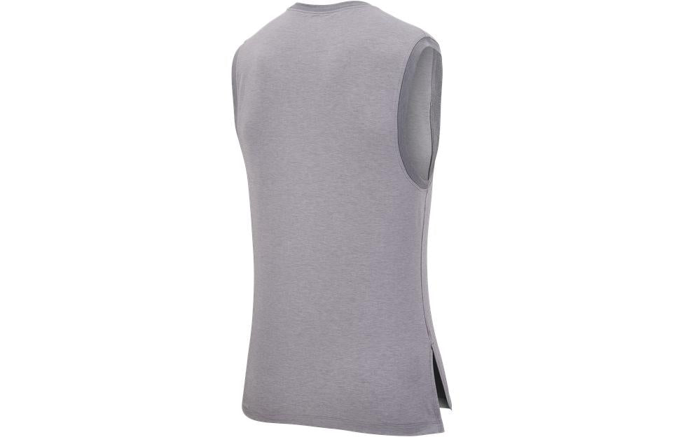 Men's Nike Dri-FIT Solid Color Logo Round Neck Slim Fit Gray Vest CN9819-056