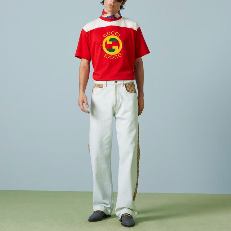 Gucci Cotton Jersey T-Shirt With Gucci Print 'Red' 756708-XJFWL-6362