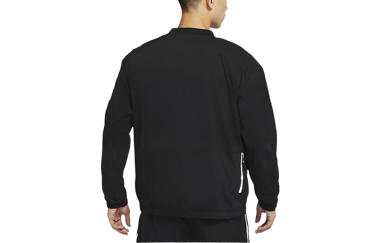 Men's Nike Solid Color Logo Stripe Cotton Round Neck Side Pullover Long Sleeves Black DD7017-010
