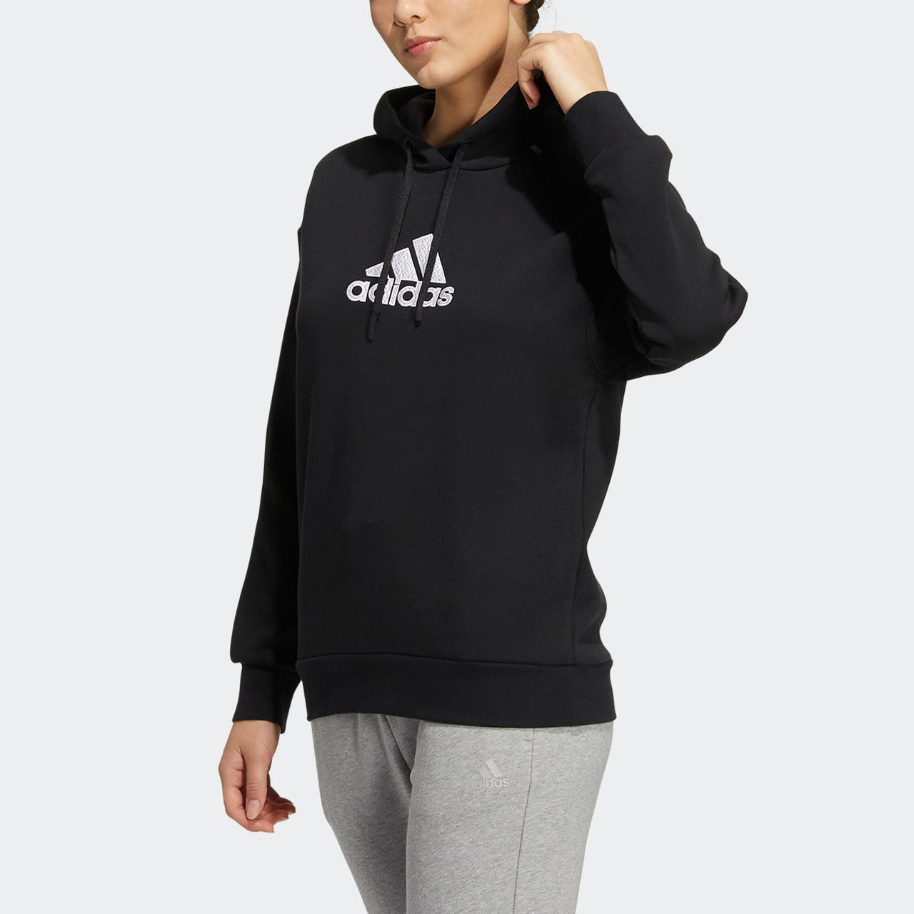 (WMNS) adidas Logo Hoodie 'Black' HM7069