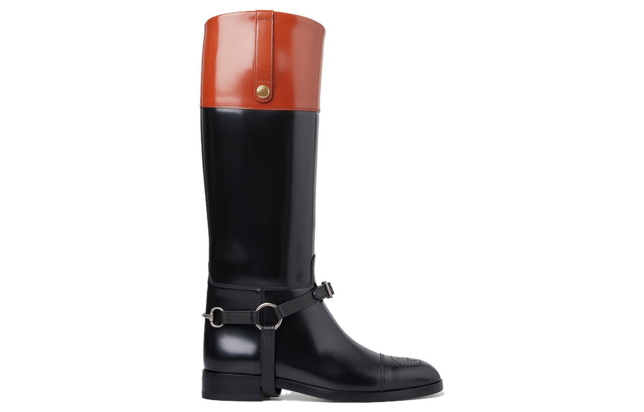 (WMNS) Gucci Knee-high Boot With Harness 'Black Brown' 674670-DS8J0-1079
