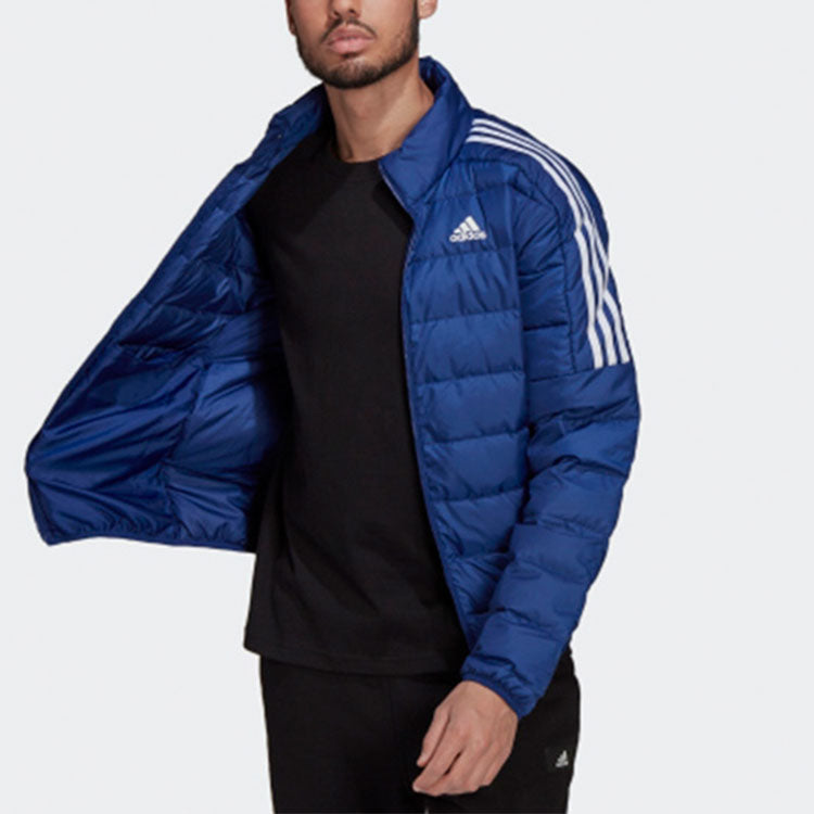 Men's adidas Ess Down Sports Stay Warm Stand Collar With Down Feather Blue Jacket GT9173