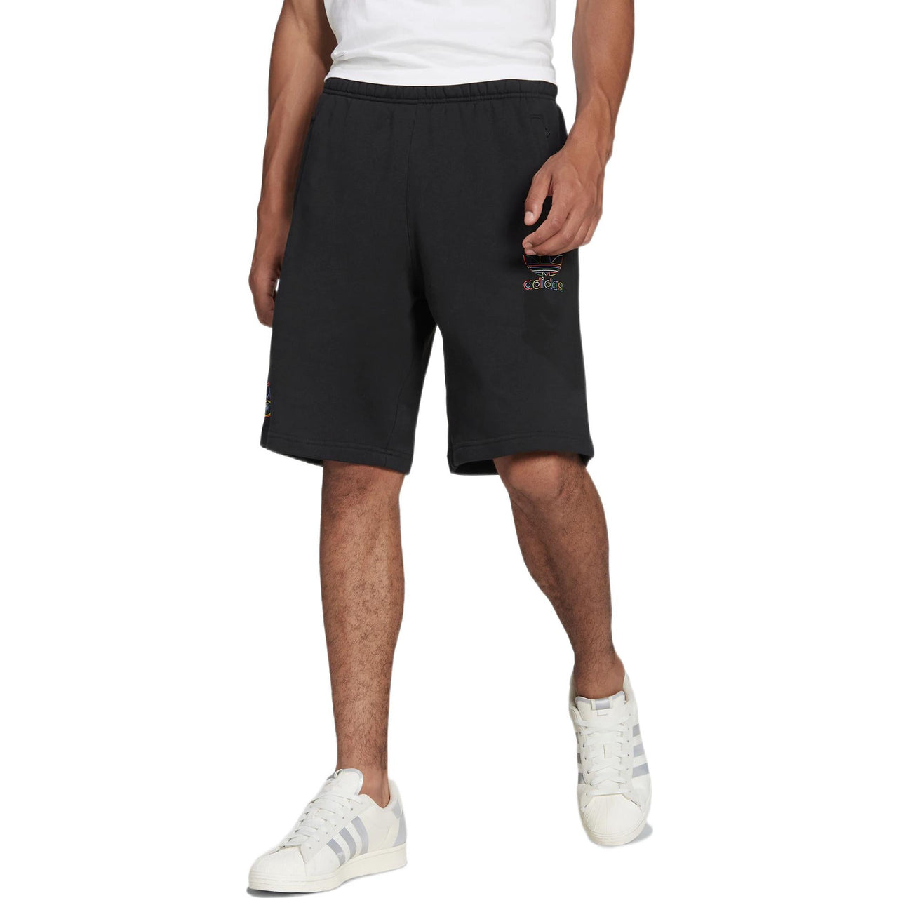 adidas originals Solid Color Cartoon Mickey Pattern Straight Sports Shorts Black HF4930