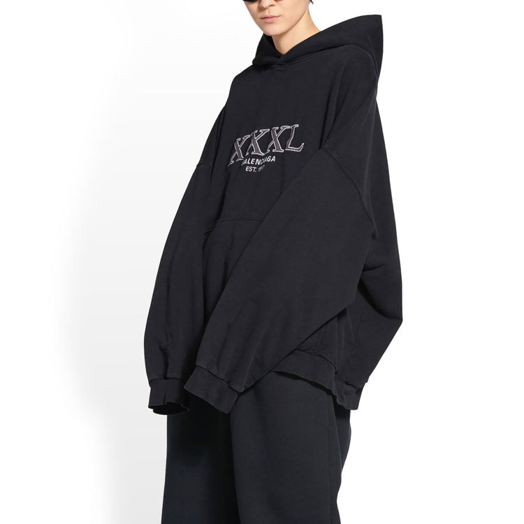 Balenciaga XXXL Oversized Popover Hoodie 'Black White' 713677TNVD91070