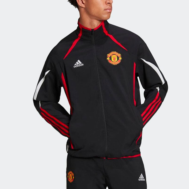 adidas Logo Stand Collar Stripe Long Sleeves Jacket Black H64069