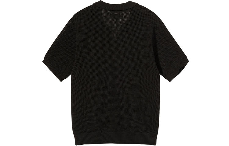 Stussy Solid Color Knit V neck Short Sleeve Unisex Black STUSSY-SS21-1