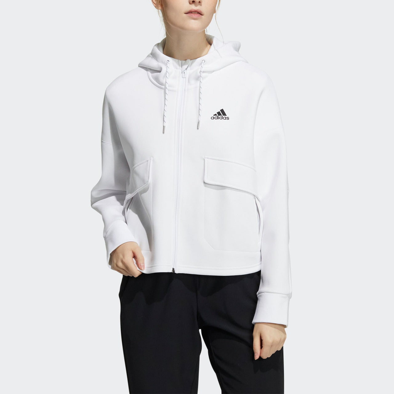 (WMNS) adidas Sty W New Kt Jk Big Pocket Sports Hooded White Jacket H07372