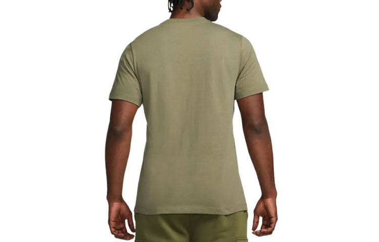 Men's Nike Minimalistic Alphabet Logo Printing Casual Round Neck Short Sleeve Olive Green T-Shirt DR7816-222