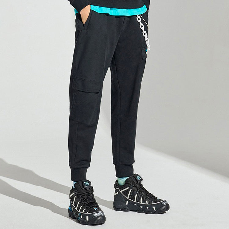 FILA FUSION Embroidered Logo Loose Knit Casual Jogger Pants Black T11M113604F-BK