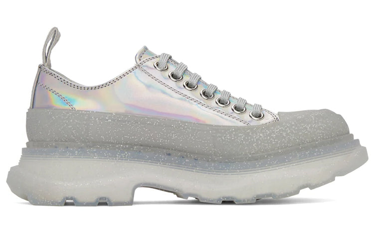 (WMNS) Alexander McQueen Tread Slick Iridescent Sparkle Translucent Sneaker 'Silver Grey' 697079W4T718294