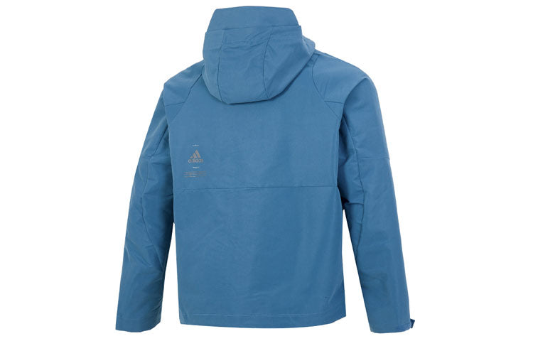 Men's adidas Th Protek Wvjkt Colorblock Stripe Athleisure Casual Sports Hooded Jacket Blue HM5166