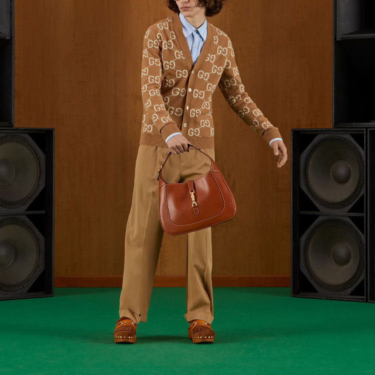 Gucci GG Wool Jacquard Cardigan 'Camel Ivory' 694758-XKCC5-2296