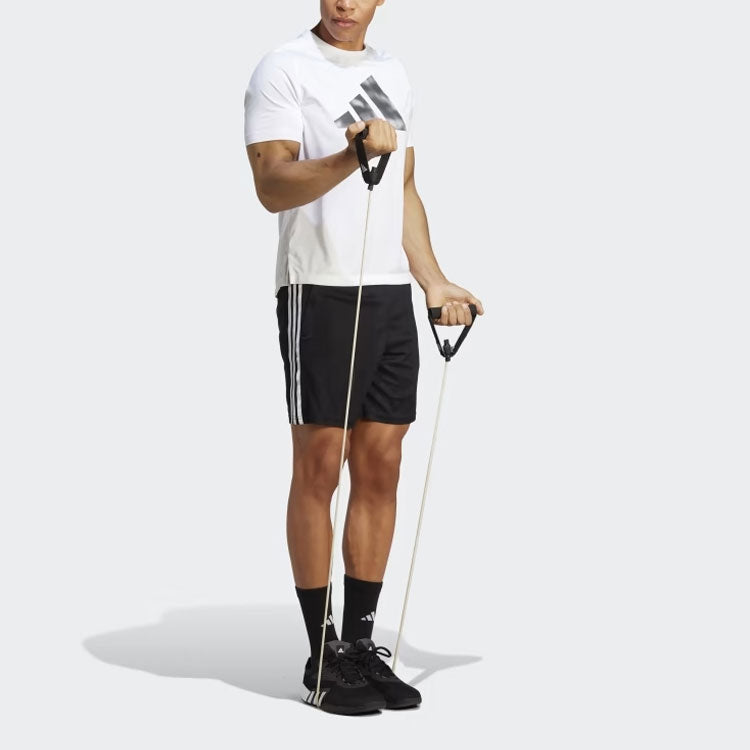 adidas TRAIN ESSENTIALS PIQU 3-STRIPES TRAINING SHORTS 'Black White' IB8111