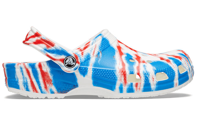 Crocs Classic Pattern Wear-Resistant Non-Slip Sports Unisex White Blue Red Sandals 'White Blue Red' 205453-928