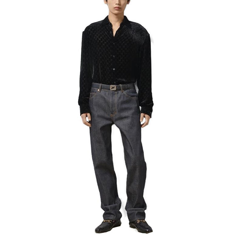 Gucci GG Velvet Oversized Shirt 'Black' 770263-ZAHGE-1000