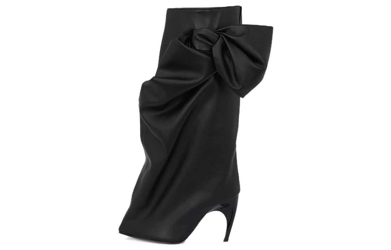 (WMNS) Alexander McQueen Armadillo Bow Boots 'Black' 780669W4XQ11000