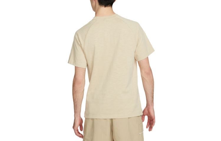 Nike Solid Color Chest Pocket Round Neck Casual Short Sleeve Yellow DQ2414-224