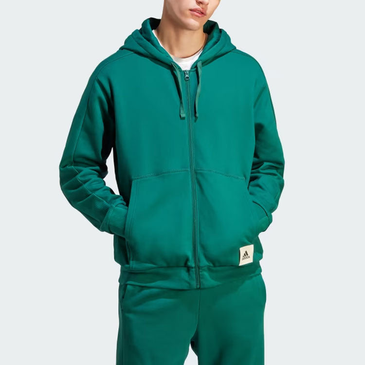adidas Lounge French Terry Full-Zip Sweatshirt 'Collegiate Green' IQ3427