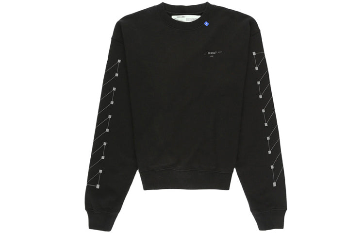 Men's Off-White Cotton Round Neck Pullover Black OMBA035E19E300011091