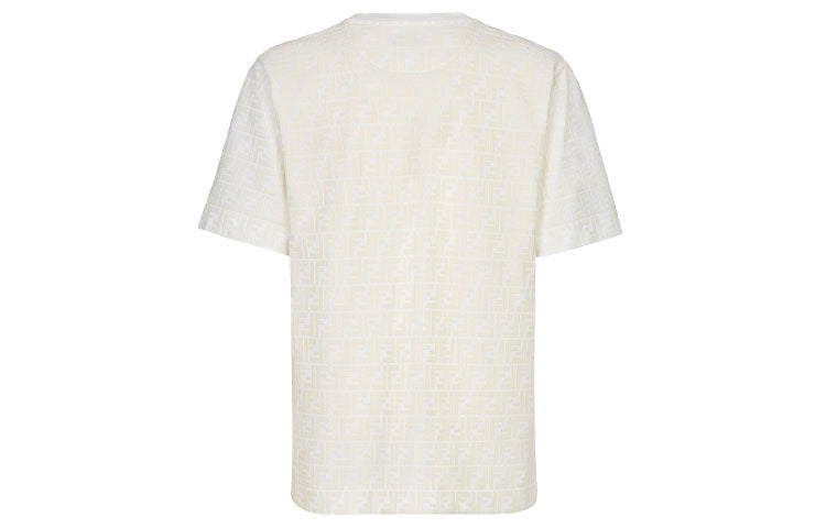 Men's FENDI SS21 Solid Color Alphabet logo Printing Short Sleeve White T-Shirt FY0936A7D5F0GF7