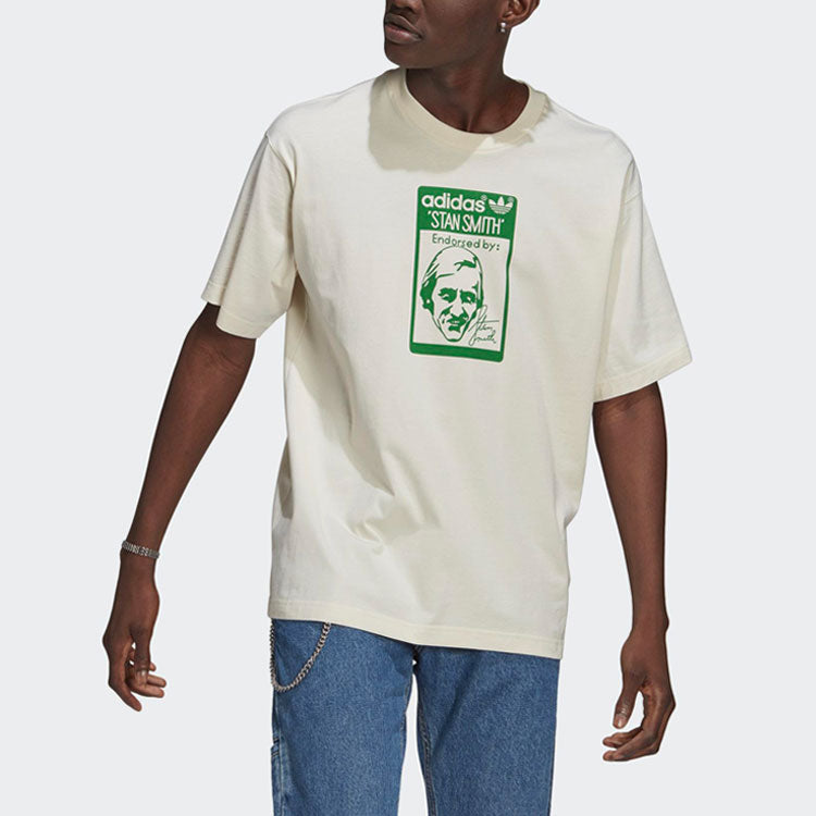 adidas originals Tongue Stan Tee Printing Sports Short Sleeve Creamy White GQ8873