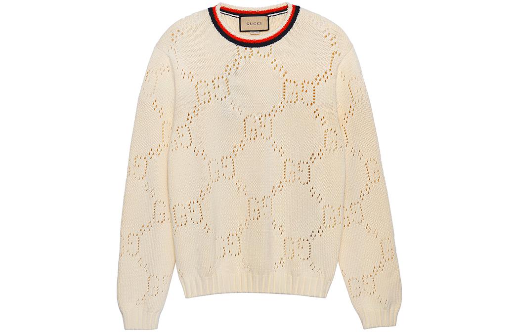 Gucci Perforated GG Cotton Sweater 'Ivory' 740501-XKC4L-9275