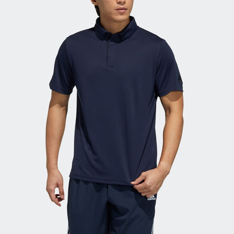 Men's adidas Mh Bd Polo Solid Color Sports Short Sleeve Ink Blue Polo Shirt GN0800