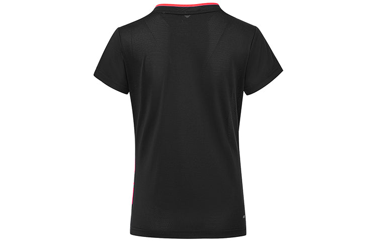 (WMNS) Li-Ning Table Tennis Series Casual Sports tournament Quick Dry Short Sleeve 'Black' AAYS018-1
