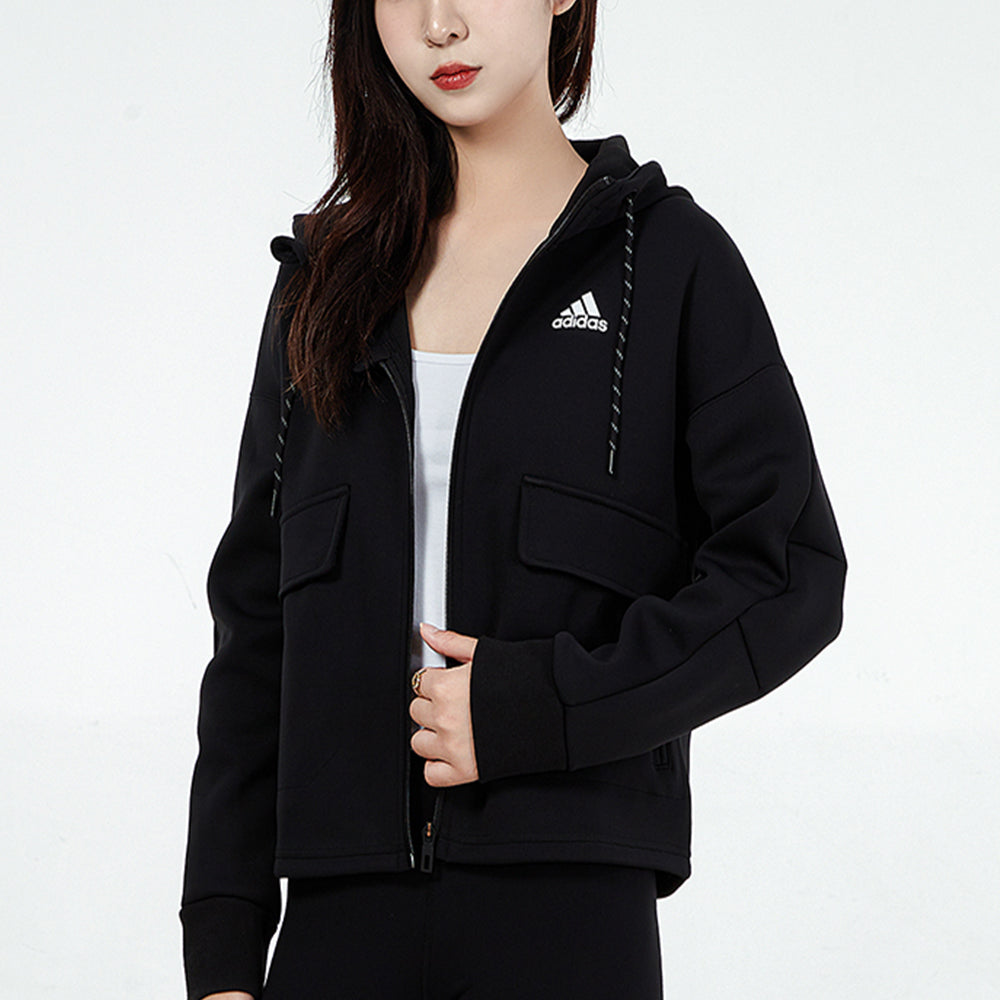(WMNS) adidas Sports Running Training Knit Black Jacket H07375