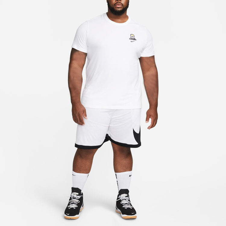 Men's Nike Lebron Dri-fit Back Animal Printing Round Neck Short Sleeve White T-Shirt DR7648-100
