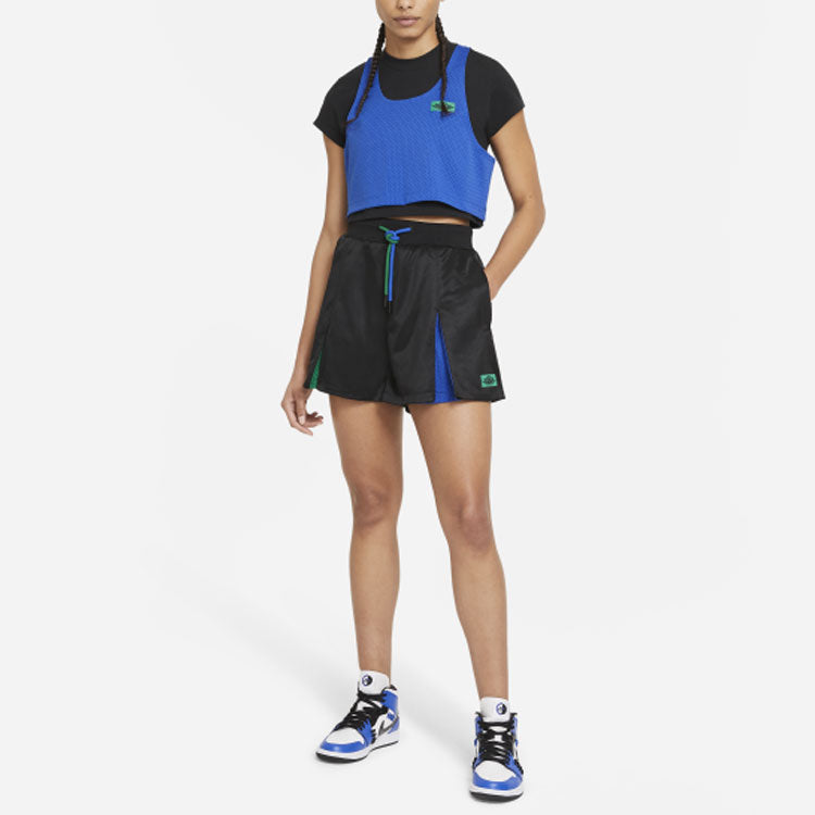 (WMNS) Air Jordan x Aleali May Crossover Basketball Sports Contrasting Colors Drawstring Splicing Shorts Black DC2433-010