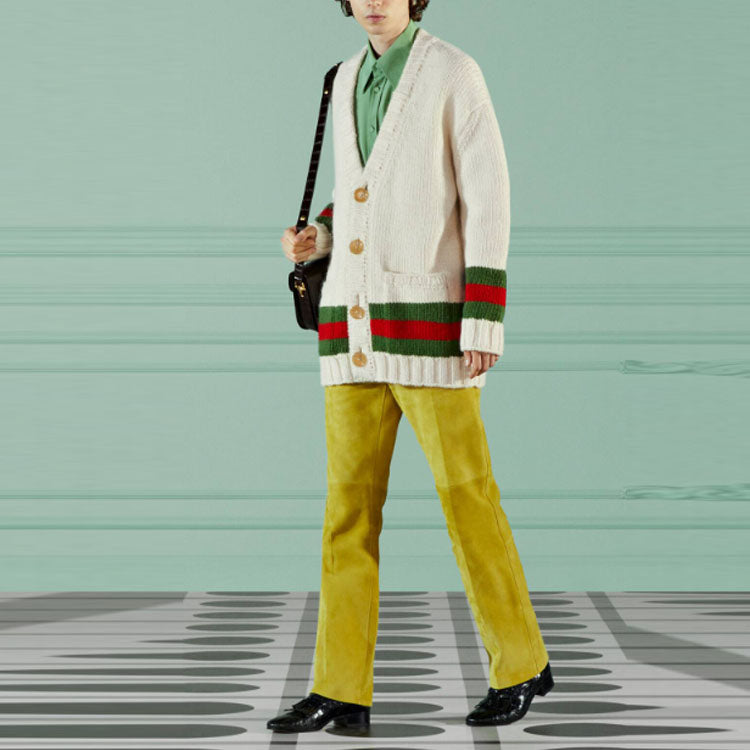 Gucci Wool Cardigan With Web 'Beige' 706735-XKCJ4-9146